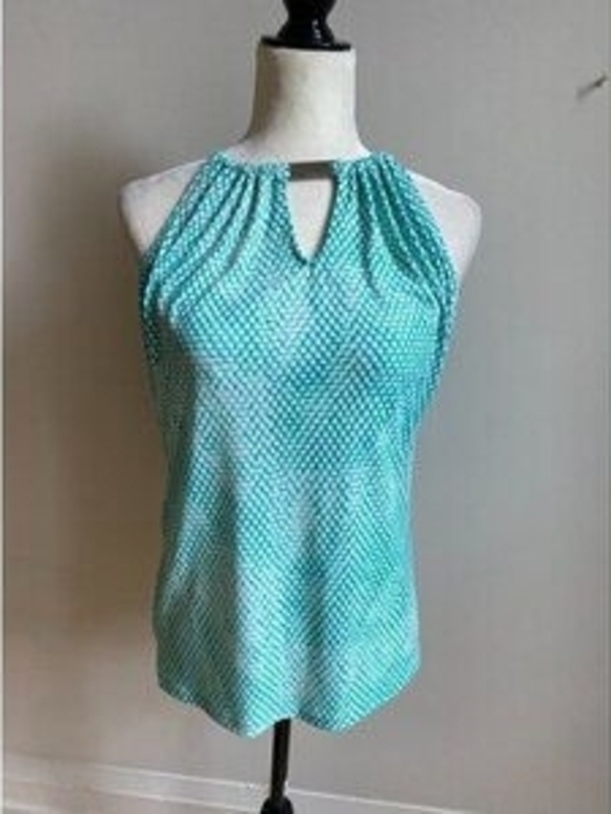 No Boundaries Tops - No Boundaries Aqua Polka Dot Keyhole Halter Top